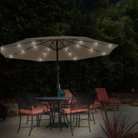 NATURE SPRING Nature Spring 10 Foot Patio Umbrella LED Lights, Sand 221496AGP